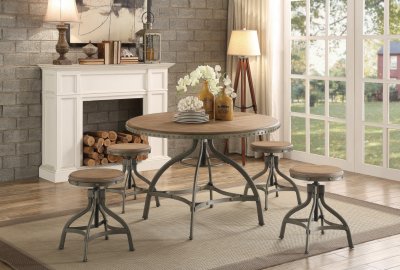 Beacher 5Pc Adj. Dining Set 5488 in Weathered Wood - Homelegance