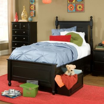 Morelle 1356 Captain's Bed in Black w/Trundle or Toy Box [HEKB-1356 Morelle Black]