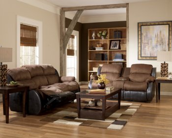 Espresso Fabric Contemporary Living Room w/Faux Leather Base [JTS-31500]