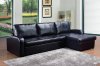 Black Bonded Leather Match Modern Sectional Sofa w/Ottoman