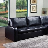 Black Bonded Leather Match Modern Sectional Sofa w/Ottoman