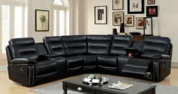 Cavan Motion Sectional CM6650BK in Black Leatherette [FASS-CM6650BK Cavan]