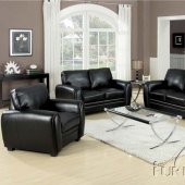 Black Bonded Leather Modern Loveseat & Sofa w/Options