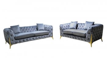 LCL-020 Sofa & Loveseat Set in Gray Velvet [BDS-LCL-020 Gray]