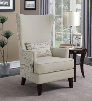 Set of Two Accent Chairs 904047 in Cream Fabric by Coaster