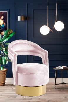 Petrona Accent Chair 575 in Pink Velvet by Meridian [MRCC-575 Petrona Pink]