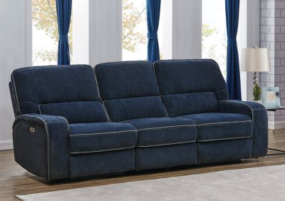 Dundee Power Sofa 603371PP in Navy Blue by Coaster w/Options