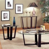 Black Finish Metal Base & Glass Top Modern 3Pc Coffee Table Set