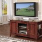 Distressed Cherry Finish Modern TV Stand w/Marble Top