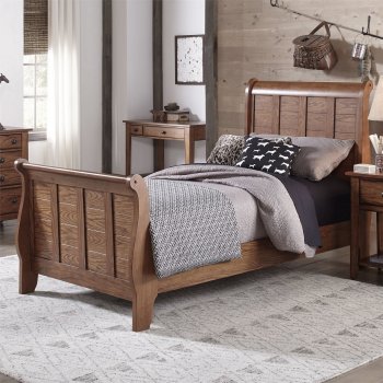 Grandpa's Cabin Kid's 4Pc Bed Set 175-TBR in Aged Oak by Liberty [LFKB-175-YBR-TSL-Grandpas Cabin]