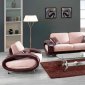 Beige Microfiber & Brown Bycast Leather Living Room Set