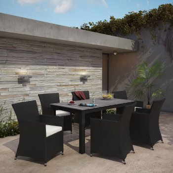 Junction 7 Piece Outdoor Dining Set in Brown/White by Modway [MWOUT-EEI-1748-BRN-WHI-SET]