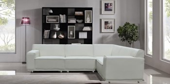 Parker Modular Sectional Sofa in White Faux Leather by Whiteline [WLSS-Parker-Faux-White]