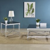 Lindley Coffee Table 3Pc Set 709728 in Glass & Chrome by Coaster