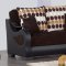 Illinois Sofa Bed in Brown Fabric & Dark Vinyl w/Options