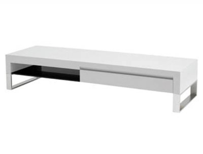 White High Gloss Laquer Finish Modern Media Unit w/Metal Legs