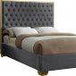 Lana Upholstered Bed in Grey Velvet Fabric - Meridian w/Options