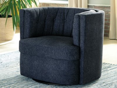 905436 2Pc Accent Swivel Chairs in Dark Blue Fabric by Coaster