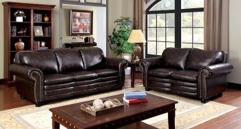 Benedict Sofa CM6311 in Dark Brown Leatherette w/Options [FAS- CM6311-Benedict]