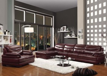 51130 Firas Sectional Sofa in Burgundy Split Leather by Acme [AMSS-51130 Firas]