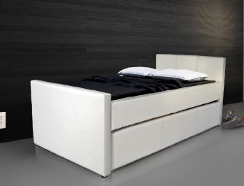 Duette Bed w/Trundle in White Leatherette by Casabianca [CBB-Duette White]