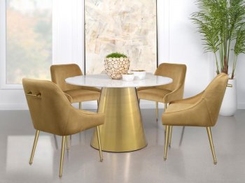 Ambrose Dining Table 107600 White & Gold by Coaster w/Options [CRDS-107600 Ambrose]