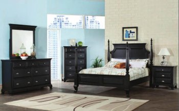 Rich Satin Black Finish 5Pc Modern Bedroom Set w/Poster Bed [WDBS-20016]