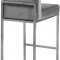 Giselle Counter Stool 782 Set of 2 Grey Velvet Fabric -Meridian