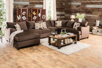 Wessington Sectional Sofa SM6111 U-Shaped in Chocolate Fabric [FASS-SM6111-Wessington]