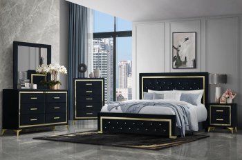 Kingdom Bedroom Set 5Pc in Black by Global w/Options [GFBS-Kingdom Black]