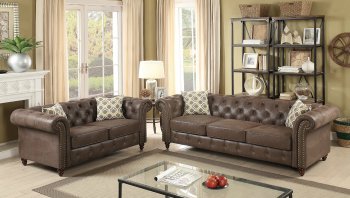 F6971 Sofa & Loveseat Set in Dark Coffee Leatherette by Boss [PXS-F6971 Dark Coffee]