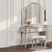 Evangeline Vanity Set 223397 in Silver Oak by Coaster w/Stool