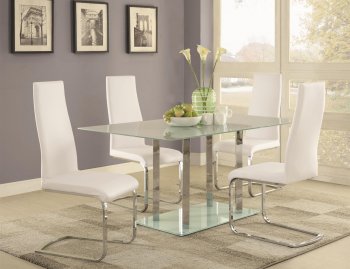 Geneva 104861 Dining 5Pc Set by Coaster w/White Chairs [CRDS-104861-104863 Geneva]