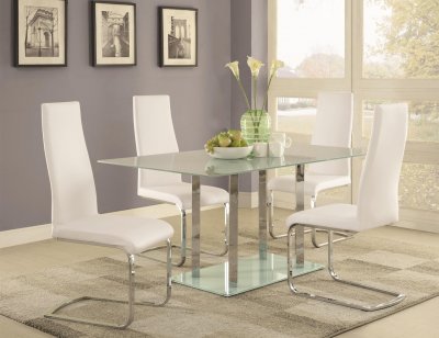 Geneva 104861 Dining 5Pc Set by Coaster w/White Chairs