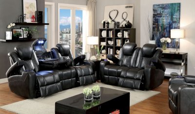 Zaurak Power Reclining Sofa CM6291 in Dark Gray Leatherette