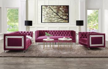 Heibero Sofa 56895 in Burgundy Velvet by Acme w/Options [AMS-56895 Heibero]