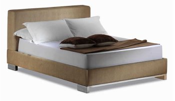 Cappuccino Modern Bed with Angular Shape and Metal Legs [LSB-Destin]