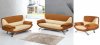 Beige and Rust Two-Tone Microfiber Living Room Sofa