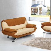 Beige and Rust Two-Tone Microfiber Living Room Sofa