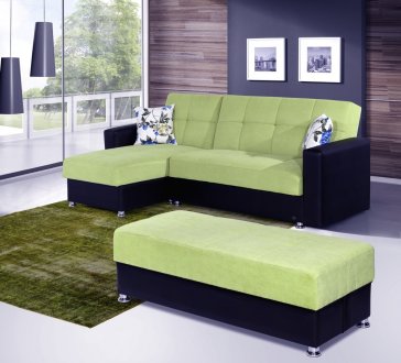 Lego Sectional Sofa Convertible in Green Microfiber by Rain