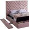 Bliss Bed in Pink Velvet Fabric by Meridian w/Options