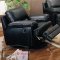 Black Bonded Leather Casual Reclining Living Room Sofa w/Options