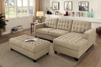 Norma Sectional Sofa CM6440 in Beige Linen-Like Fabric [FASS-CM6440-Norma]