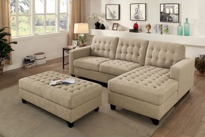 Norma Sectional Sofa CM6440 in Beige Linen-Like Fabric