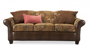 Fabric & Bycast Leather Traditional Living Room Sofa w/Ottoman [CHFS-CG-Toasty_Girl]