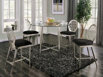 Abner Counter Ht Dining Table FOA3743PT in Silver w/Options [FADS-FOA3743PT-Abner]