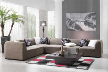 Light Brown Fabric Modern Reversible Sectional Sofa Set [VGSS-2986]