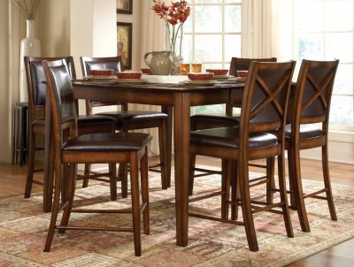 Verona 7Pc Counter Ht Dining Set 727-36 in Amber by Homelegance