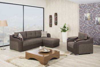 Divan Deluxe Sectional Sofa in Brown Fabric by Casamode [CMSS-Divan Deluxe Kalinka Brown]