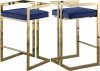 Ezra Counter Stool 912 Set of 2 Navy Velvet Fabric by Meridian